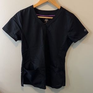 Scrubs - Healing hands top/ Purple label bottoms, color black, lightly worn.